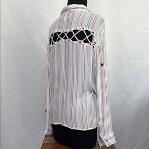 Candy Striped Front Tie Button Down